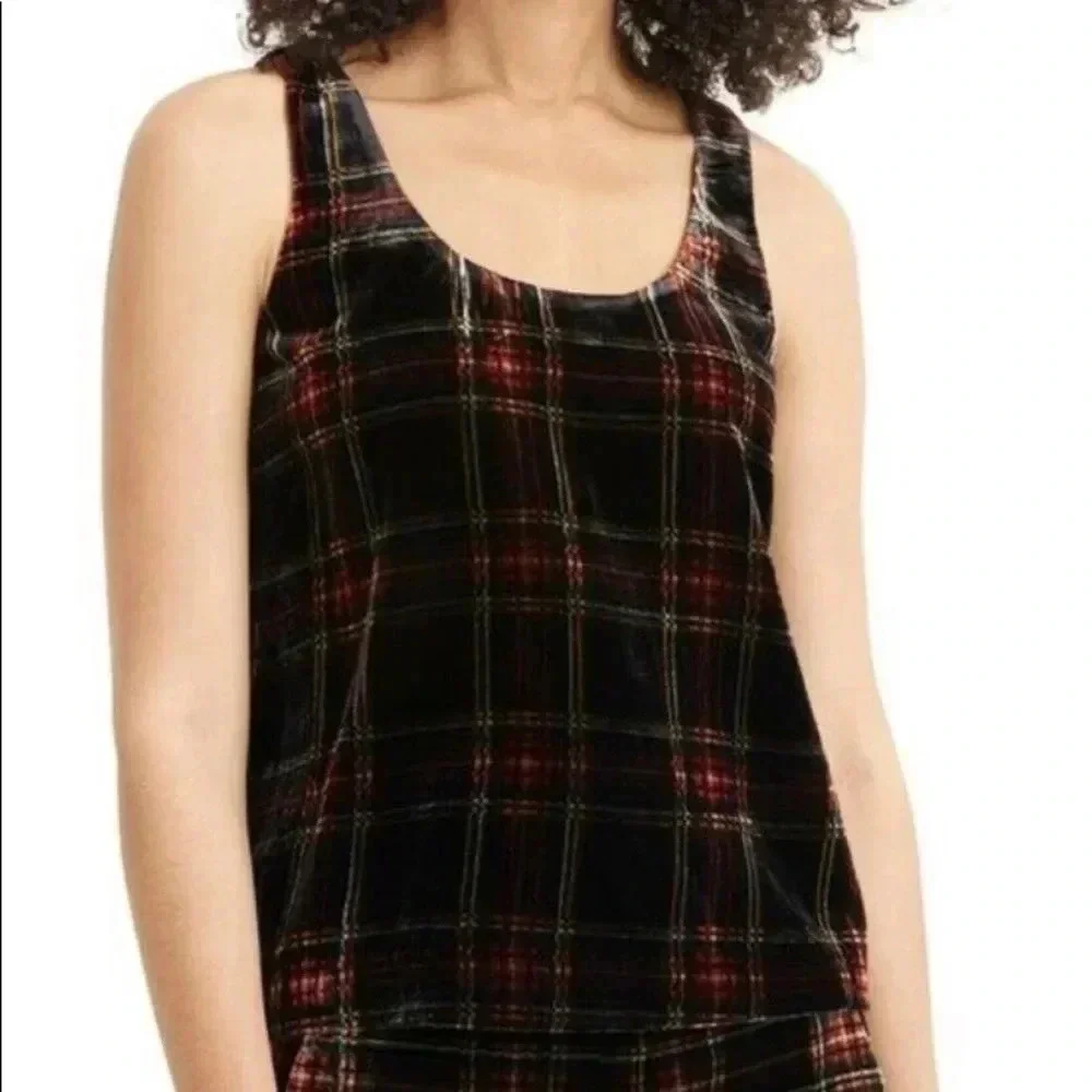 J.Crew Womens Velvet Plaid Sleeveless TankTop